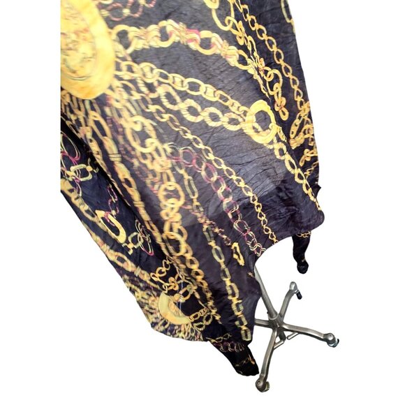 Black & Gold Chain Print Lightweight Polyester Scarf Shawl Wrap Texido JJ3943 - Picture 11 of 11